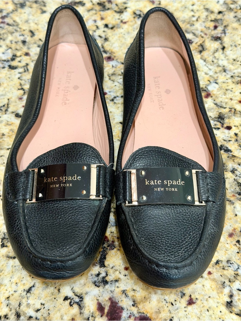 Kate Spade "Cheshire" Leather Loafers Dark Navy Blazer Blue